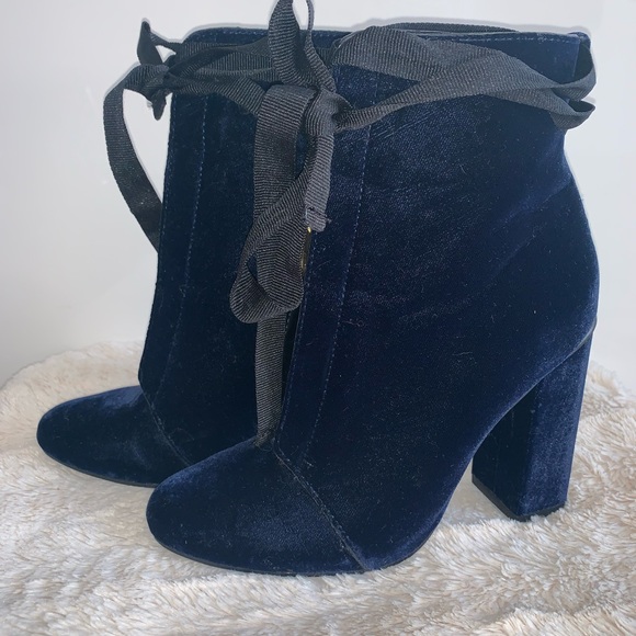 Zara Velet Blue Booties size 35/5 - Picture 2 of 4